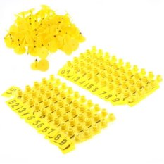 Hewan Ternak Babi Sapi Ear Tag Marker Label 01-100 Nomor Kuning Set 100