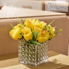 Bunga Buatan Bunga Buatan Perabot Ruang Tamu Floral Bunga Buatan Rose Meja Makan Set Vas Kaca Keseluruhan Sutra Dekoratif Bunga Ornamen-Intl