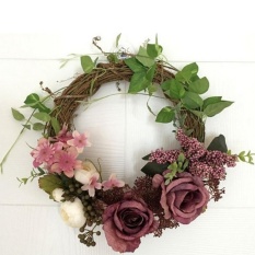 Artificial Rattan Wreath Door Hanging Room Wedding Decor, Purple