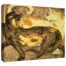 Artwall Franz Marc Dua Kucing Gallery Wrapped Kanvas Artwork, 14 Oleh 18-Inci-Internasional