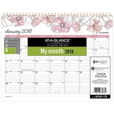 AT-A-GLANCE Kalender Dinding Bulanan, Januari 2018-Desember 2018, 11X8-1/2, Wirebound, tersipu Malu-Internasional