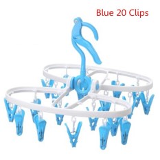 Kamar Mandi Tahan Angin Pp Pakaian Pasak Lipat Handuk Kaus Kaki Gantungan Pakaian Lipat Dalam Luar Ruangan Laundry Dryer Airer # Biru 20 klip-Internasional