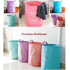 Bahan Cotton Linen - Tebal Keranjang Cucian Laundry Lipat Londri Bag Stand Berdiri Tempat Baju Pakaian Kotor Minimalis Cushion Multifungsi Tempat Mainan Storage Box Buku Majalah Lemari