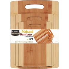 Bamboo Cutting Board 3 Piece Set-Ekstra Tahan Lama-Lebih Baik Daripada Biasa Papan Potong Kayu-Besar, MEDIUM dan Bambu Kecil Talenan untuk Roti, Sayuran, Ayam-Oleh Utopia Kitchen