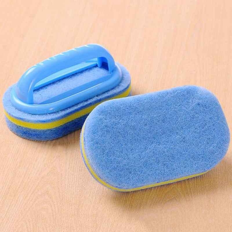 Bathtub Lantai Keramik Kaca WC Brush Sponge Cleaning Sponge dengan Gagang Plastik Handheld Sponge Kitchen Sikat Pembersih-Intl