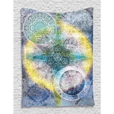 Batik Zodiak Dinding Dekor Astrologi Chart Kalender Horoskop Bohemian Batik Bintang Psychedelic Mandala Hippie Tapestry Gantung Asrama Kamar Tidur Tamu kamar Dekorasi-Internasional