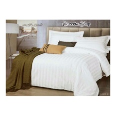 Bed Cover Set Hotel Polos Putih Salur 180x200x30cm