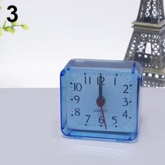 Bed Travel Portable Compact Square Quartz Beep Table Silent Alarm Clock (Blue) - intl