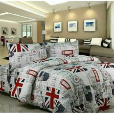 Bedcover Set Sprei Katun Motif London Inggris Uk 160x200x30