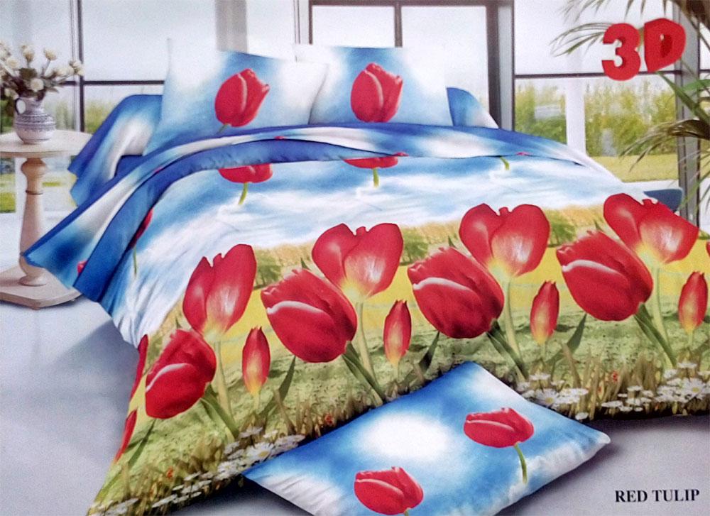 BEST SELLER!! Bedcover Disperse Motif Red Tulip - ukuran 180 x 200 / King / No.1seprai kintakun / seprai bonita / seprai my love / seprai polos / seprai murah / seprai rumbai / seprai california / seprai karakter