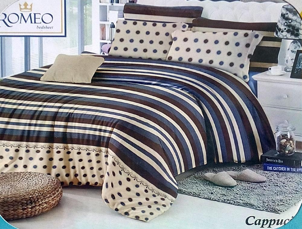 BEST SELLER!! Bedcover Romeo ukuran 120 x 200 / Extra Single / No.3 - Cappucinoseprai kintakun / seprai bonita / seprai my love / seprai polos / seprai murah / seprai rumbai / seprai california / seprai karakter