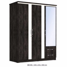 Best SW018 Lemari Pakaian Minimalis 3Pintu - Dark Oak