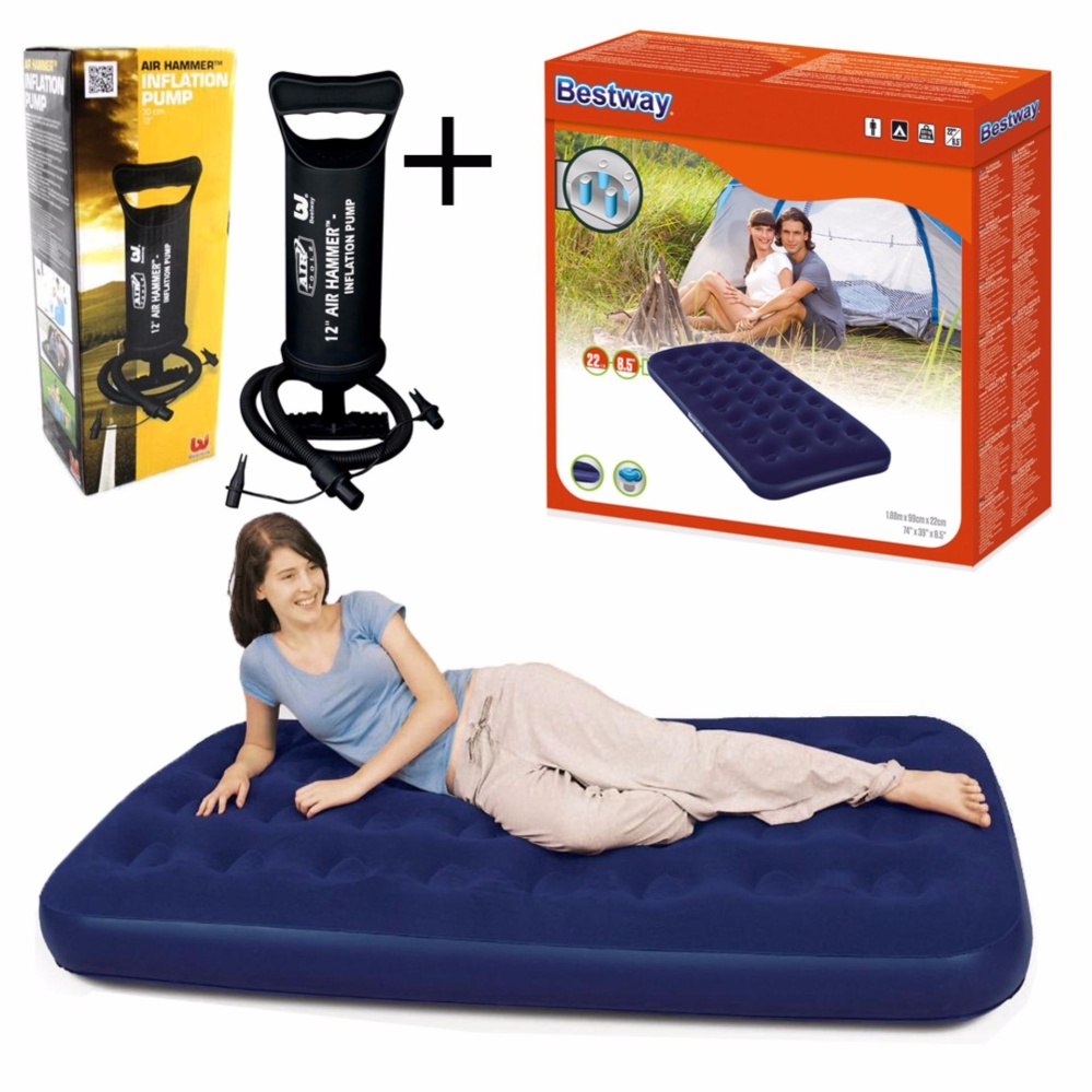 Bestway Air Bed Twin Matras + Pompa Tangan 12 Inch Paket Kasur Angin & Pompa