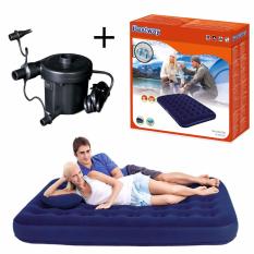 Bestway Flocked Air Bed Double + Pompa Electric Paket Kasur Angin Matras & Pompa