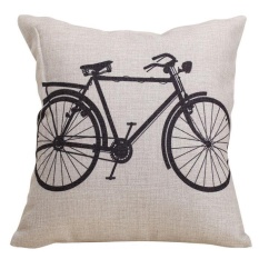 Sepeda Dekoratif Linen Kain Bantal Cover Cushion Case 18x18 Inch-Intl