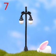 Hitam Lampu Jalan Miniatur Rumah Boneka Taman Fairy PASANG SENDIRI Tanaman Pot Bunga Dekorasi Hitam-Intl