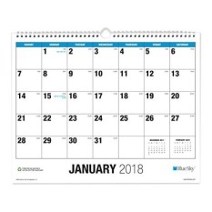 Biru Langit 2018 Kalender Dinding Bulanan, Pengikat Kawat Kembar, Cetak Besar, 15
