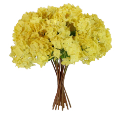 Bluelans® 1 Buket Bunga Hortensia Kerajinan Buatan Pesta Bridal Dekorasi Bunga Plastik Kuning