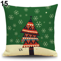 Bluelans® Pohon Salju Kijang Wreath Christmas Pillow Case Xmas Dekorasi Rumah Linen Cushion Cover 15-Intl