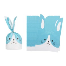 BolehDeals 50 Pcs/lot Lucu Rabbit Kelinci Kucing Hadiah Tas Toko Roti Kue Kering Treat Tas Pernikahan Ulang Tahun Bayi Pancuran Anak-anak Pesta Kebaikan merah Muda/Biru-Internasional