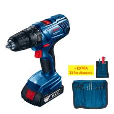 Bosch GSB 180-Li Mesin Bor Obeng Tembok Baterai + Aksesoris 23 Pcs