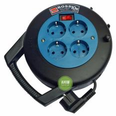 BOSS® Kabel Roll Box 10M 4 Lubang Stop Kontak + Saklar ON/OFF - Black (Blue)