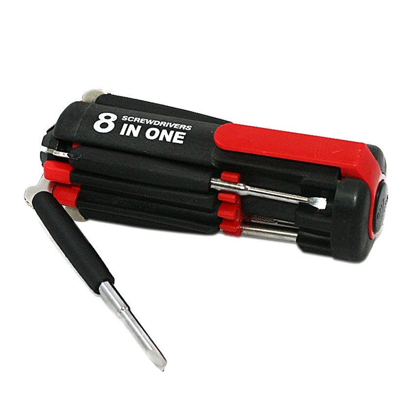 Obeng 8 in 1 Dengan LED - Screwdriver Set Lipat Kembang Pipih