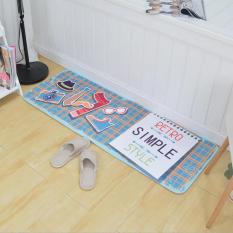 Kartun Lantai Penyerap Karpet untuk Ruang Keluarga Kamar Mandi Non-Slip Dapur Keset dan Karpet Lembut Pakaian Kaki Samping Kasur Bisa Dicuci Keset Pintu Masuk 45X120 Cm (Biru) -Intl