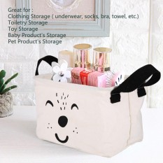 Kartun Rumah Tangga Lipat Linen Keranjang Penyimpanan atau Bin, Meja Rias Organizer, Pakaian Kotor Penyimpanan Sorter, 18L Tas Laundry untuk Kantor, Kamar Tidur, Lemari, Mainan Warna: Putih Alami-Internasional