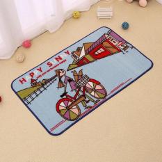 Kartun Anak-anak Karpet Anti Slip Keset Lembut Pakaian Kaki Samping Kasur Penyerap Karpet untuk Ruang Tidur Mandi Mudah Dicuci Keset Pintu Masuk 40X60 Cm (Biru) -Intl