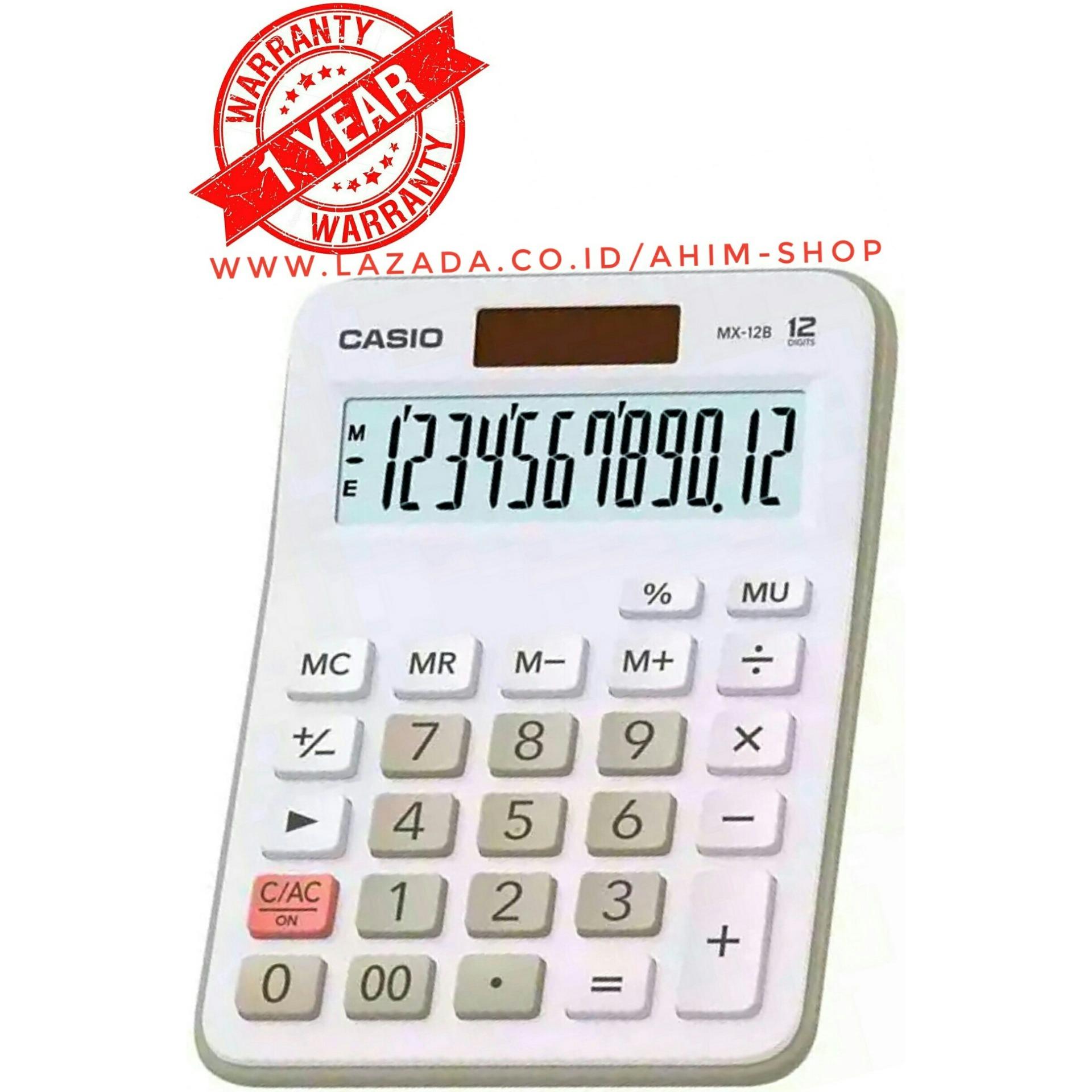 CASIO Calculator MX-12B Kalkulator 12 Digit Tenaga Baterai & Matahari – WHITE