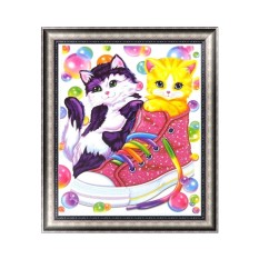 Kucing Di Sepatu 5D Berlian DIY Lukisan Bordir Silang Stitch Seni Kerajinan Dekorasi-Internasional