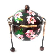 Central Kerajinan Toples Batok Kelapa JTP -01 Motif Bunga