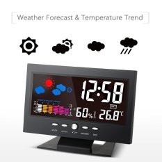 �C/�F Indoor Colorful LCD Digital Temperature Humidity Meter Weather Station Clock Calendar Alarm Comfort Level Weather Forecast Vioce-activated Backlight with USB Cable - intl