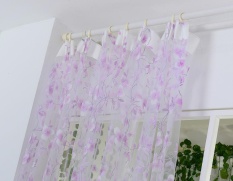 Cheap Luxury Voile Net Curtains Slot Top Plain Floral for Door Screen Windows