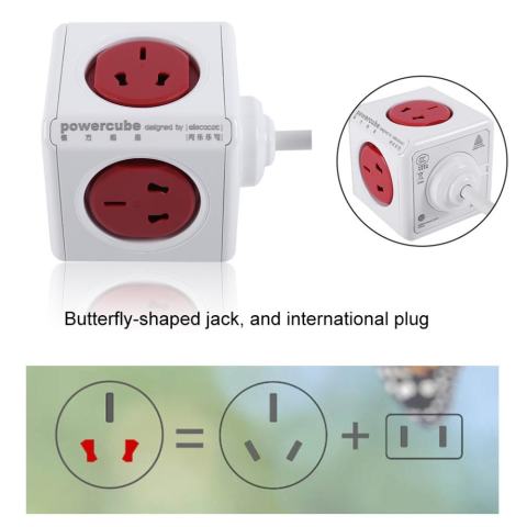 CHEER untuk Allocacoc PowerCube Power Socket Adapter EU/US Plug Smart Home Office 3 Meters Extension Line-Intl 1
