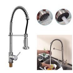 Chrome Selesai Mixer Tap Spring Single Lever Sigi Semprot Dapur Keran Mandi-Intl