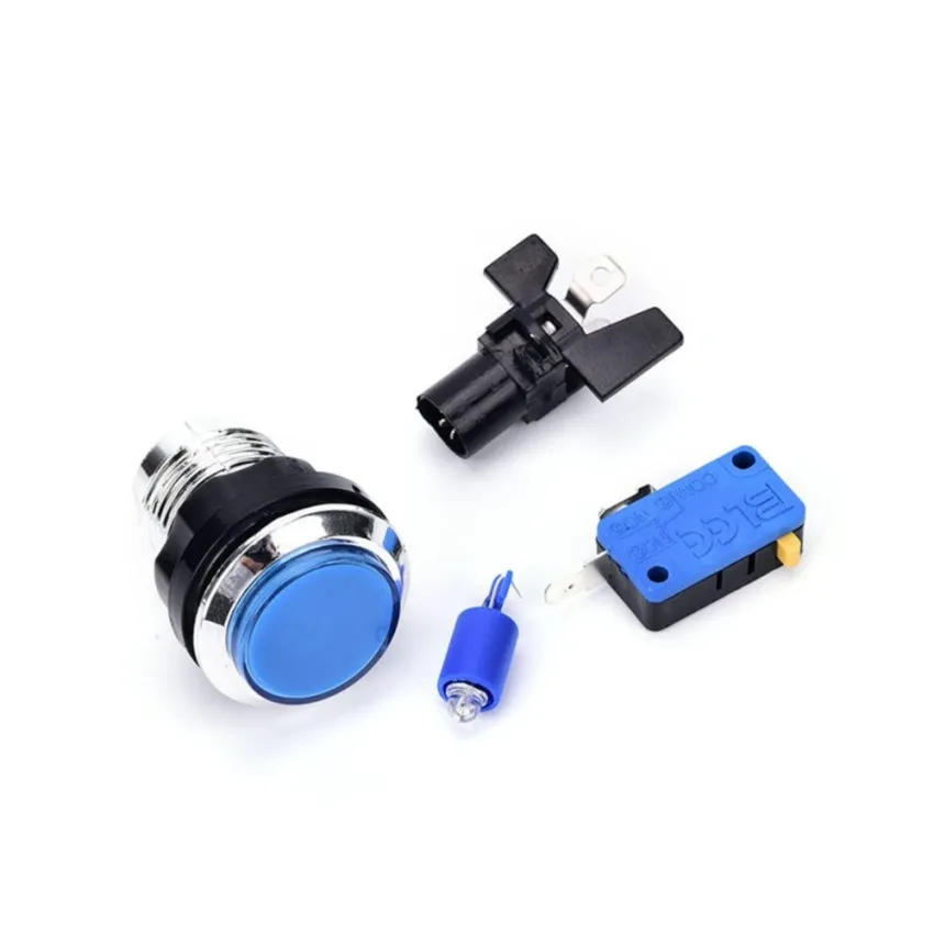 Harga berlapis krom terang 12 v led arcade dorong tombol dengan microswitch biru | HARGALOKA.