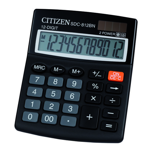  SDC-812BN Calculator - Kalkulator 12 Digits - Hitam