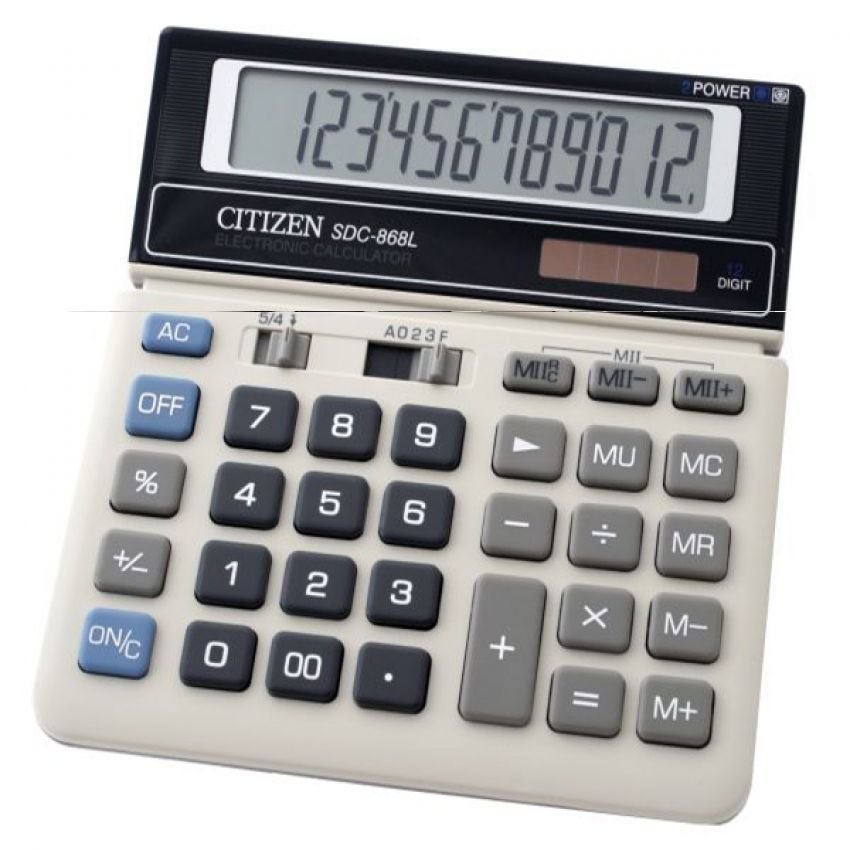 Citizen SDC-868L Electronic Calculator - Kalkulator 12 Digits - Abu-abu