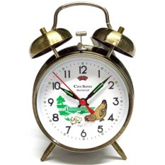 City Sonic WZ004-D Mekanis Tradisional Alarm Clock (Brassy)-Intl