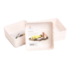 Claris Set Keranjang Anyaman Rota Kecil - 3 Buah - Putih