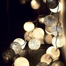 Cotton Ball Light LED / Lampu LED Tumblr Benang Lampion Gantung Hias Warna Abu - abu Grey Tone for Decor