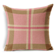 Cotton Linen Square Bantal Bantal Bantal Bantal Cushion Cover Pola Cek Klasik KZ004-002-Intl