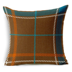 Cotton Linen Square Bantal Bantal Bantal Bantal Cushion Cover Pola Cek Klasik KZ004-006-Intl