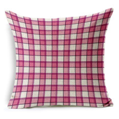 Cotton Linen Square Bantal Bantal Bantal Bantal Cushion Cover Pola Cek Klasik KZ004-007-Intl