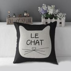 Linen Katun Sarung Bantal Persegi Ikon Dekoratif Cetak Sampul Bantal Kucing