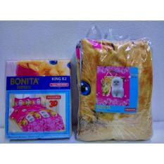 Couple Sprei + Selimut Super Lembut Dan Tebal Merk Bonita - ANGGORA Uk. 180/160X200 CM