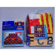Couple Sprei + Selimut Super Lembut Dan Tebal Merk Bonita - BARCELONA FC Uk. 180/160X200 CM