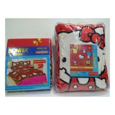 Couple Sprei + Selimut Super Lembut Dan Tebal Merk Bonita - HELLO KITTY PLAY Uk. 180/160X200 CM